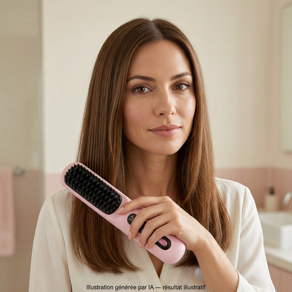 Femme utilisant la brosse, illustration générée par IA